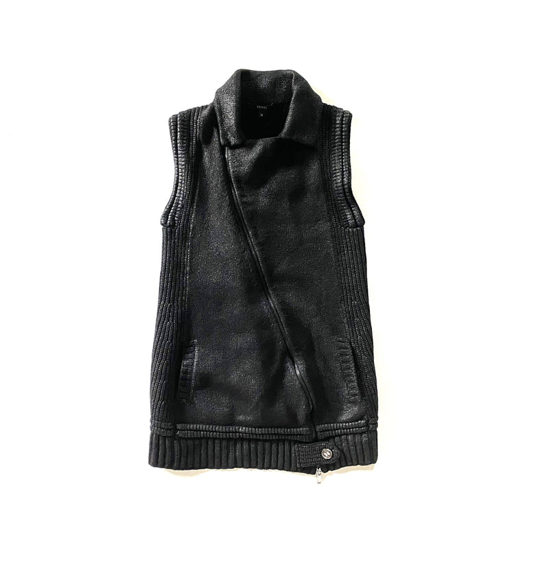 Gucci Black Metallic Knitted Biker Gilet