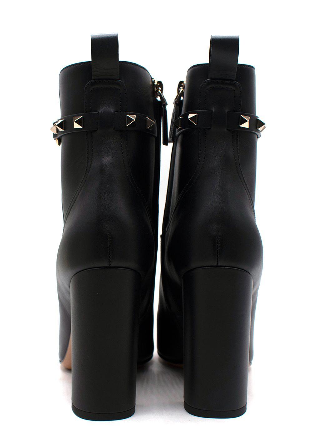 Valentino Black Leather Rockstud Ankle Boots