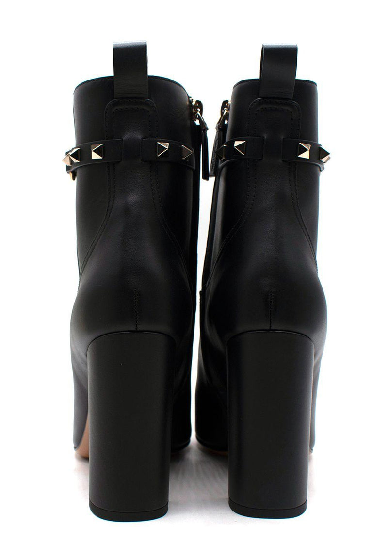Valentino Black Leather Rockstud Ankle Boots