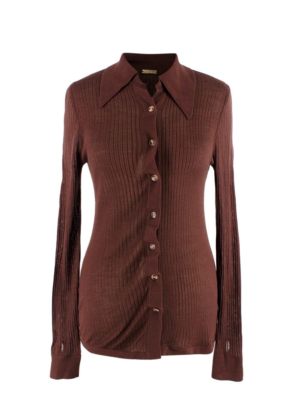 Dodo Bar Or Chocolate Brown Paya Ribbed Silk Shirt