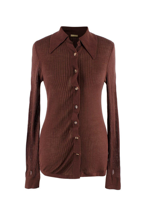 Dodo Bar Or Chocolate Brown Paya Ribbed Silk Shirt