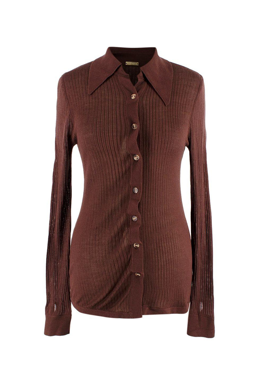 Dodo Bar Or Chocolate Brown Paya Ribbed Silk Shirt