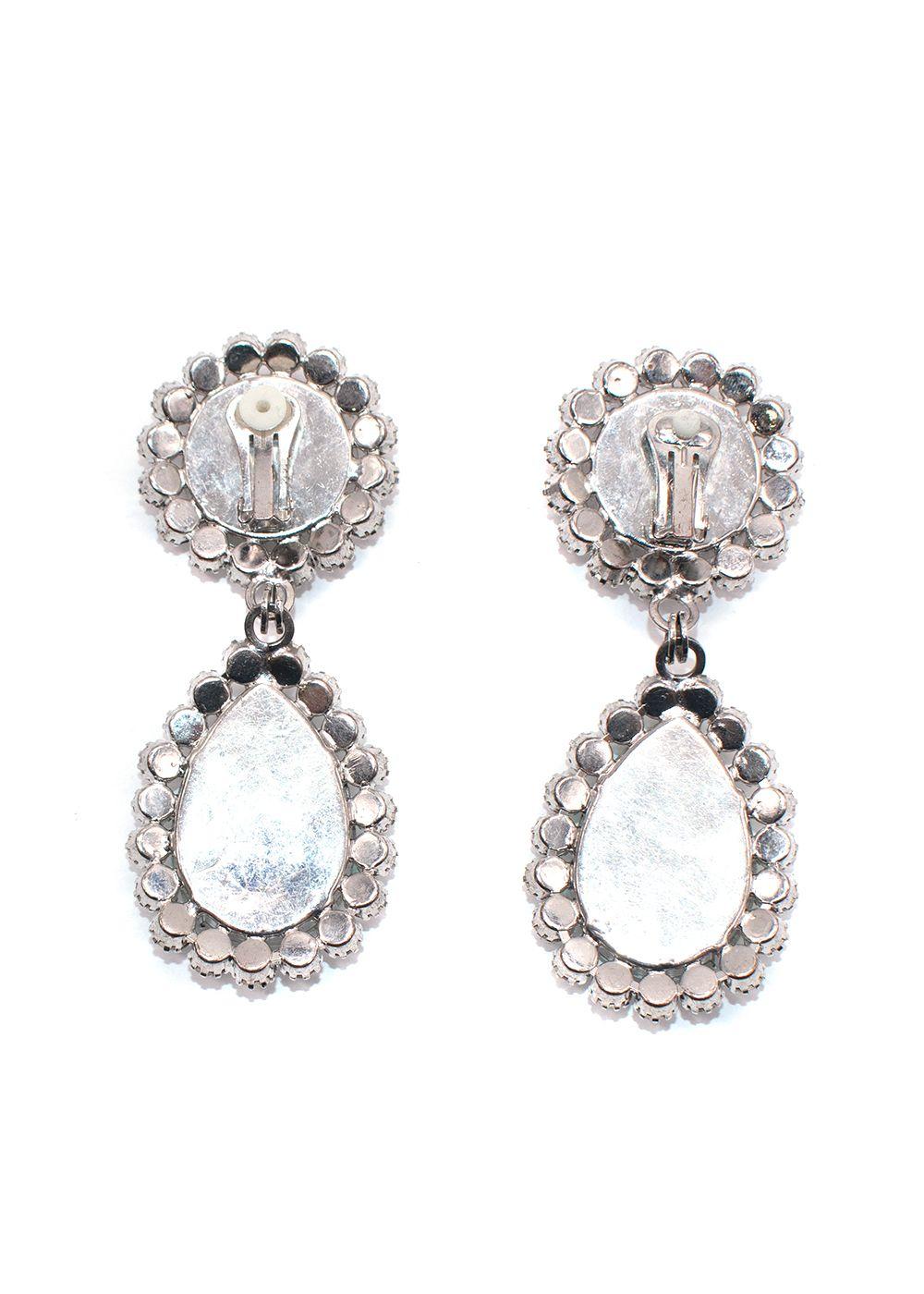 Alessandra Rich Embellished Drop Clip On Earrings