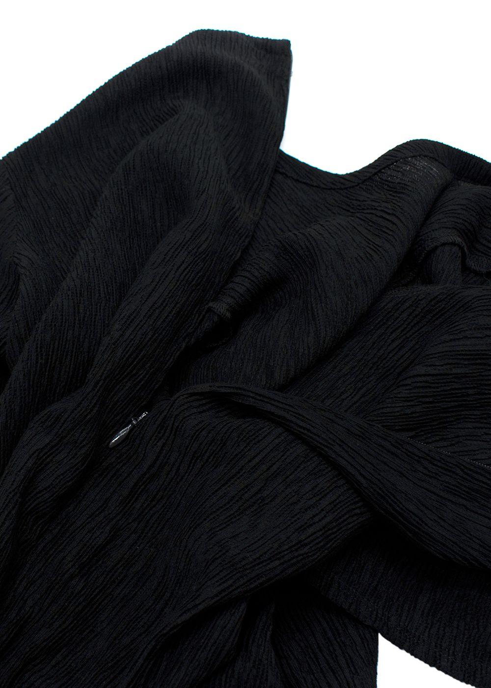 Eileen Fisher Black Woven Plissé Jumpsuit