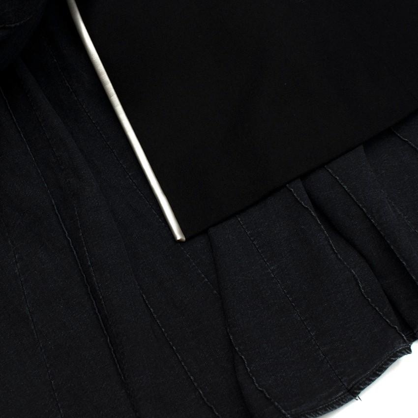 Sacai Black Wool Pleated Denim Skirt Midi Dress