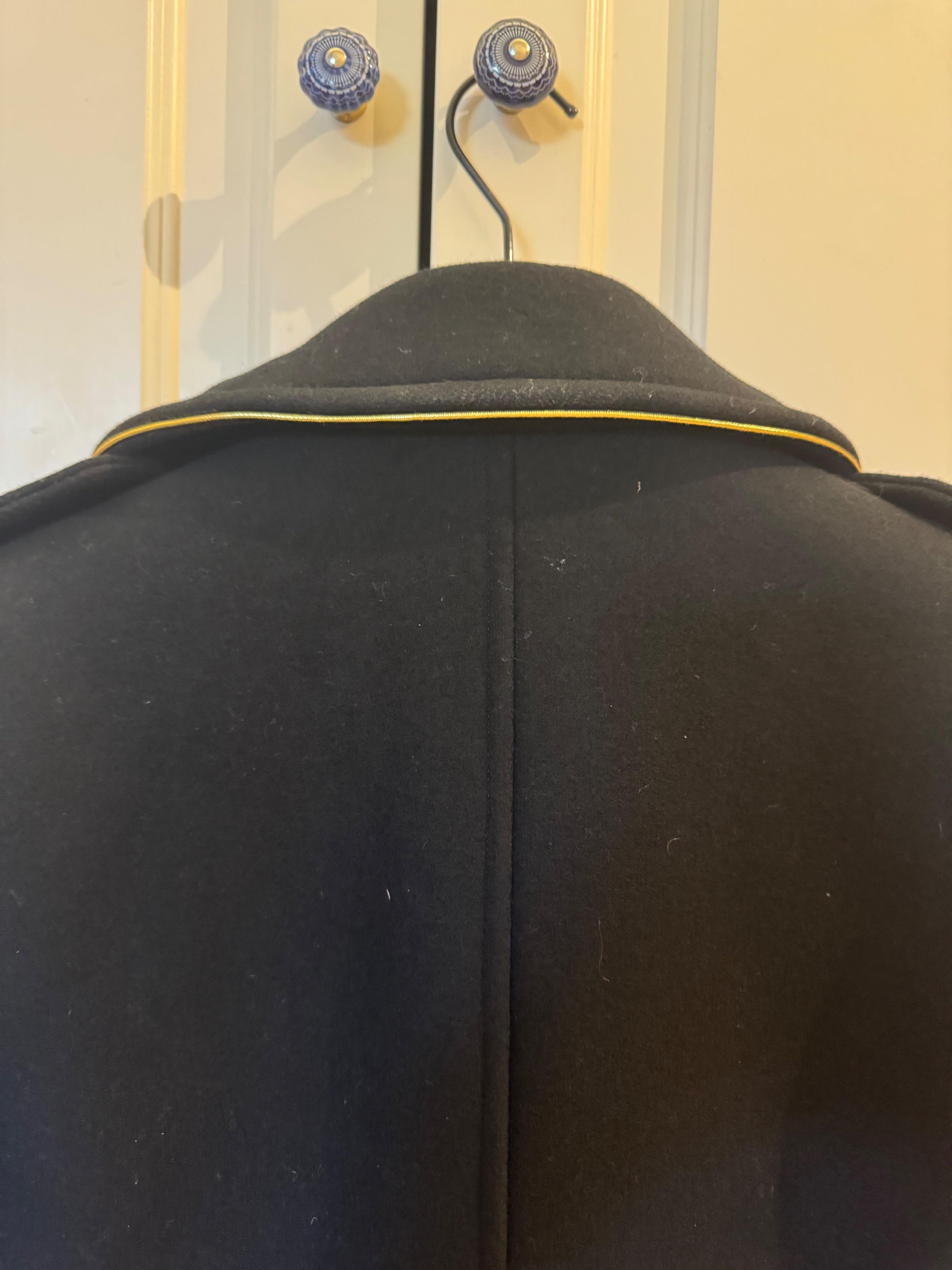 Saint Laurent Gold Trim Black Wool Coat