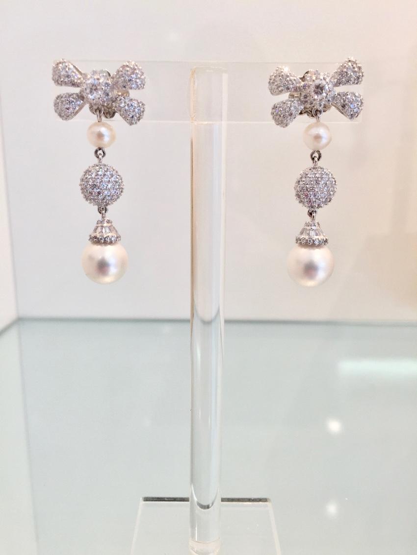 Ambrosia Paris haute couture crystal and pearl earrings