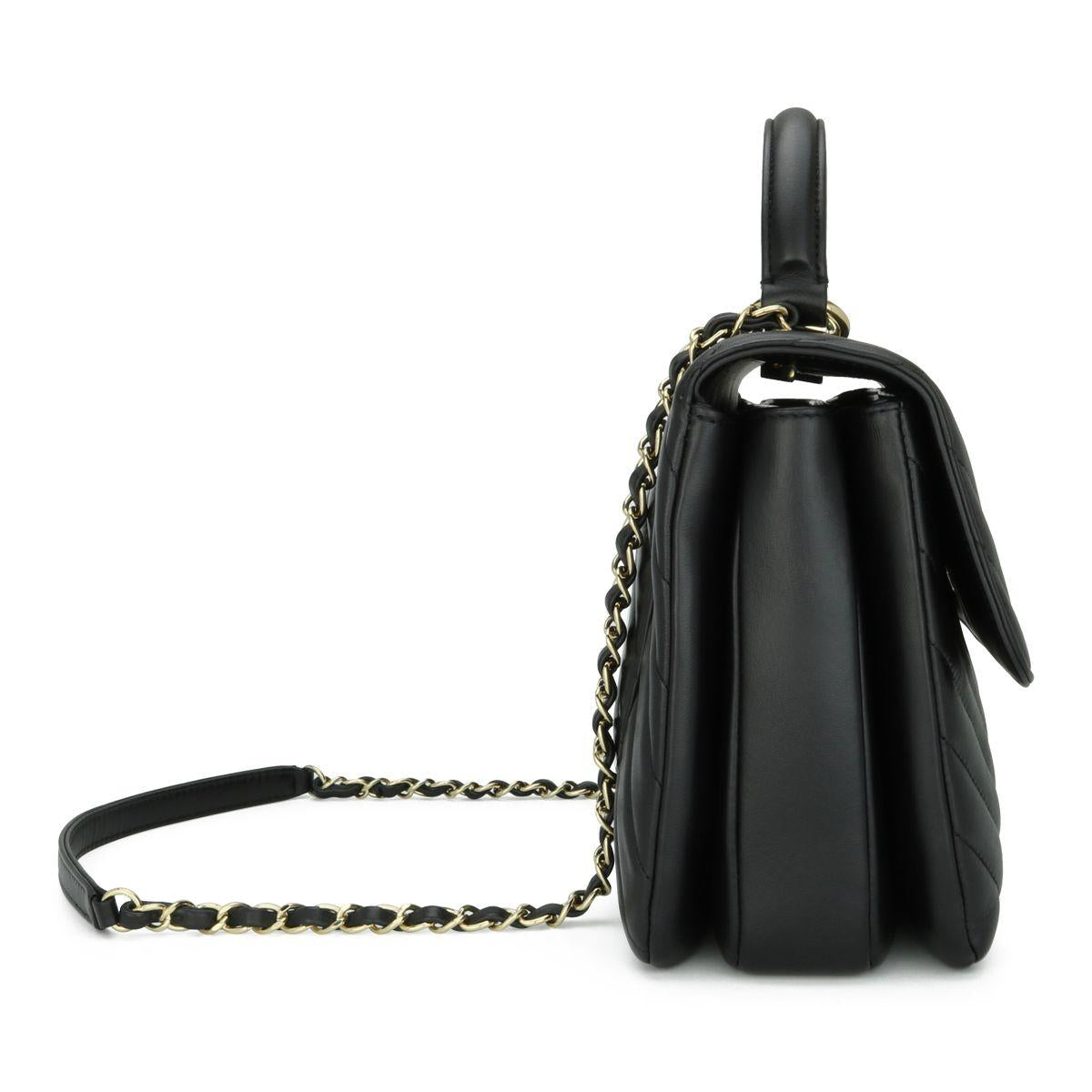 Chanel Black Chevron Trendy Top Handle Bag