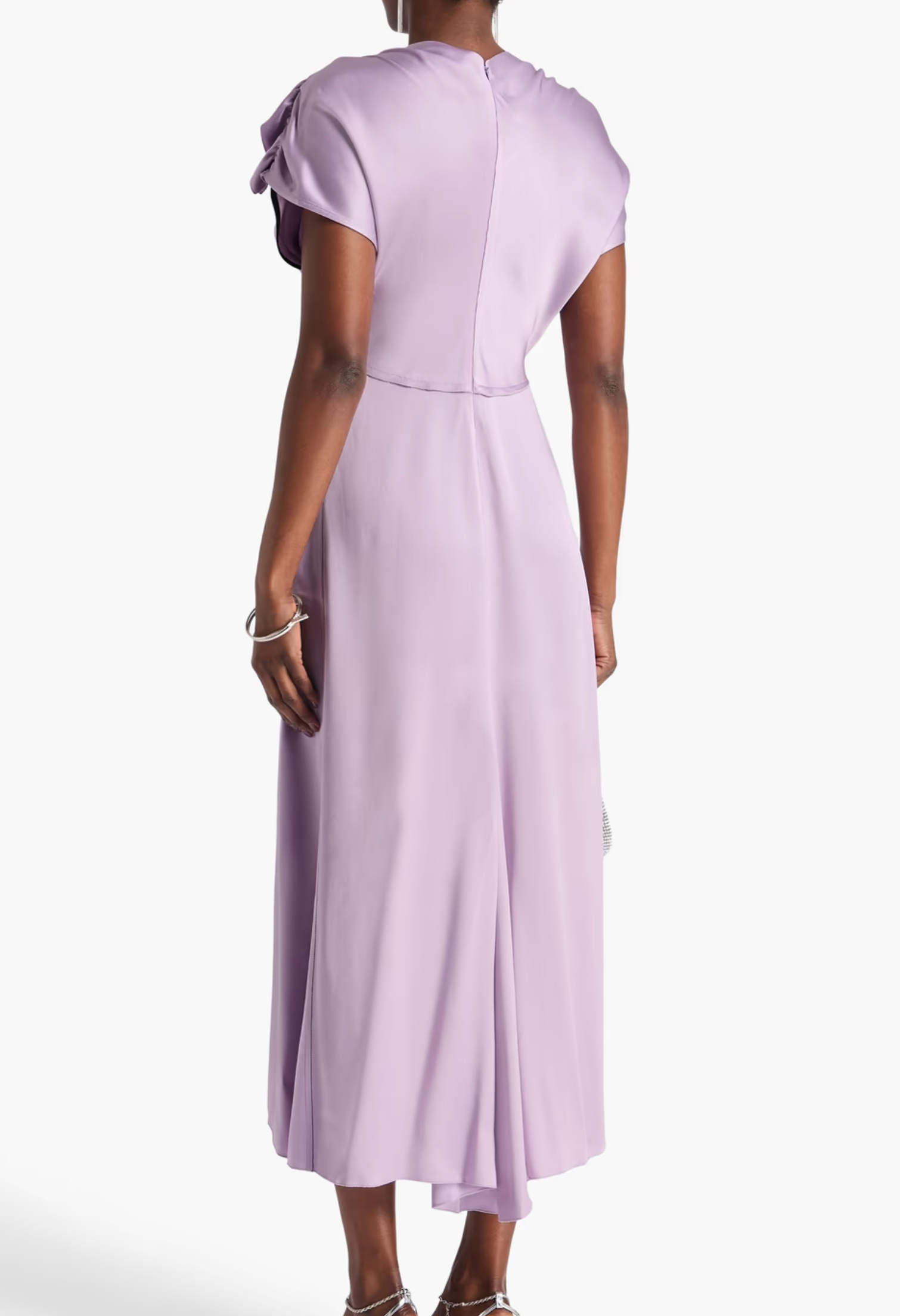 Victoria Beckham Ruffled Satin-Crepe Midi Dress