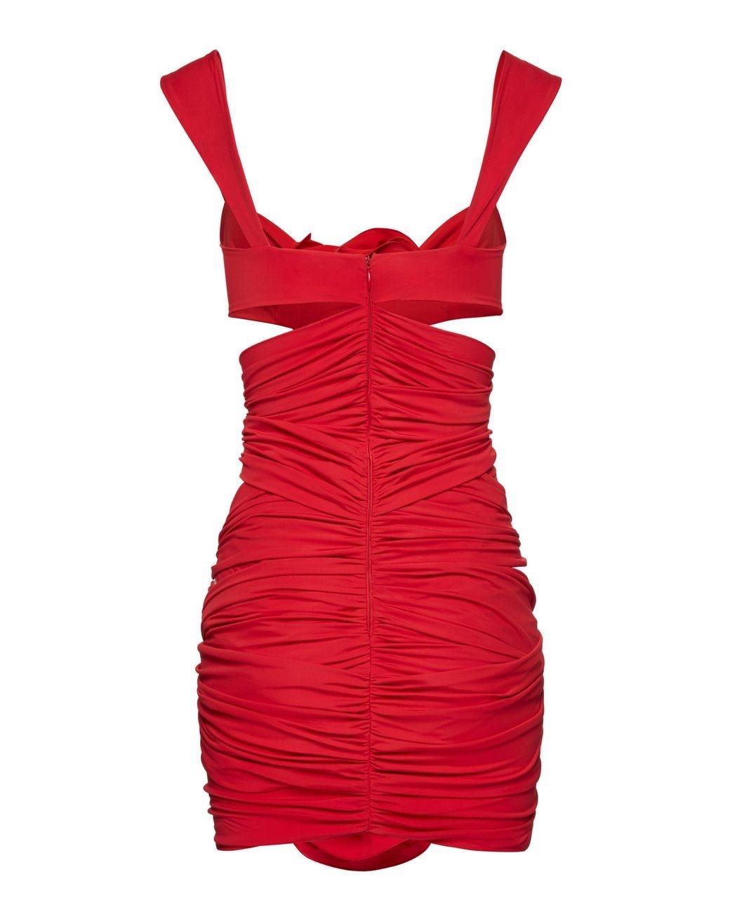 Magda Butrym Red Floral Applique Mini Dress