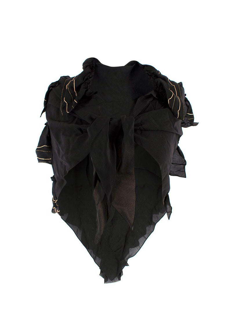 Chanel Black & Gold Tiered Chain Trimmed Scarf Top