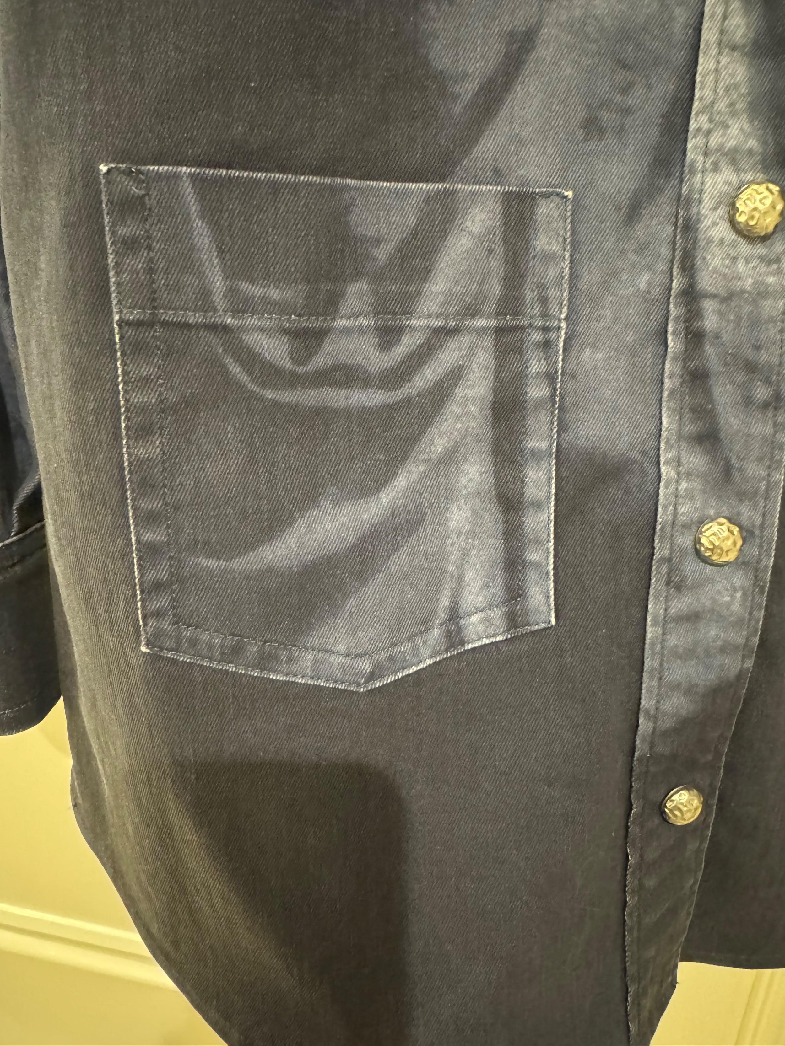Chanel Blue Denim Shirt with CC Embossed Buttons