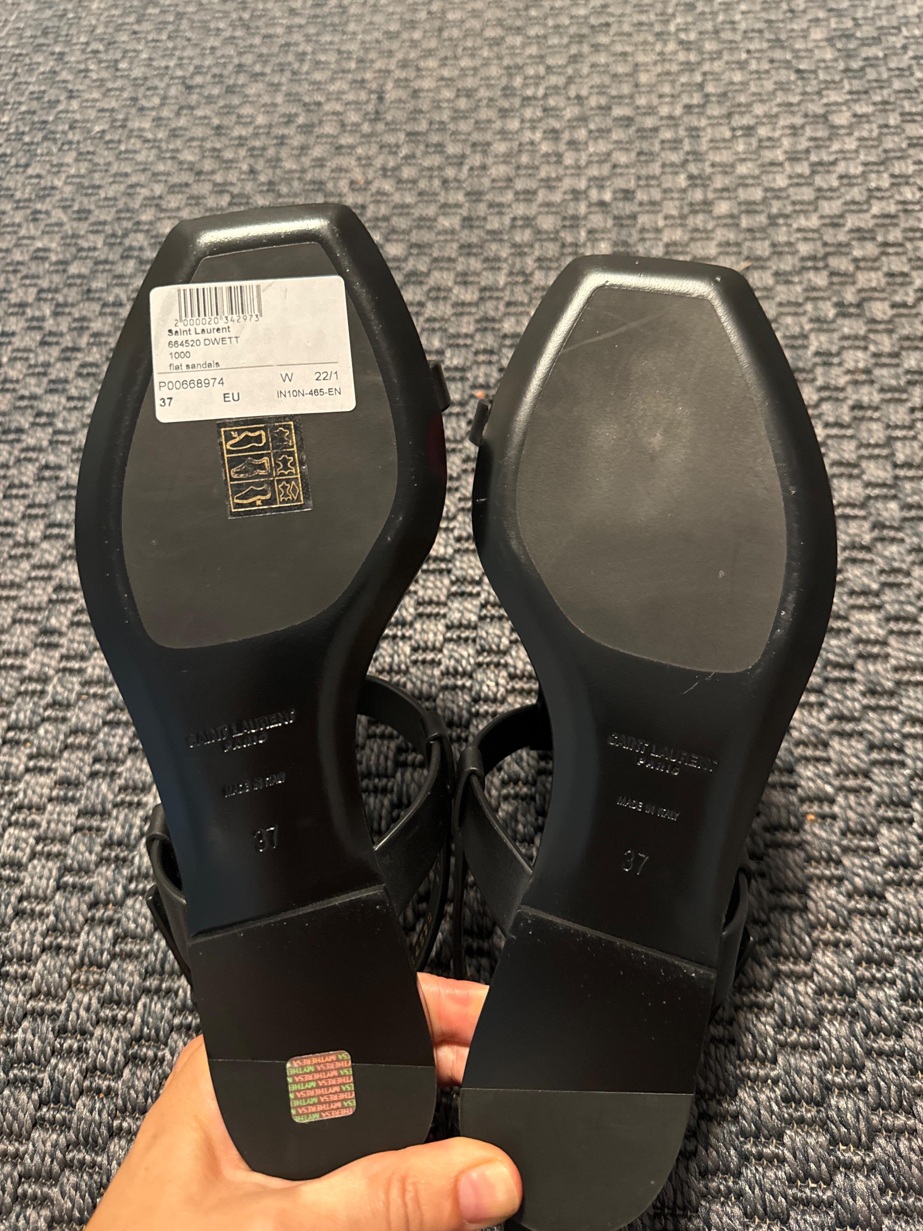Saint Laurent Black Cassandra Sandals