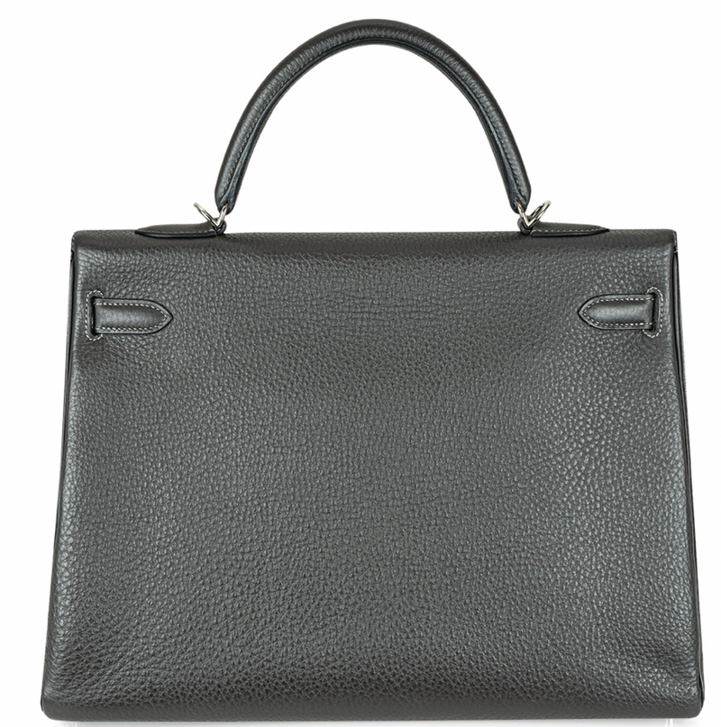 Graphite Veau grey Taurillon Clemence leather Kelly II 35 Retourne bag PHW