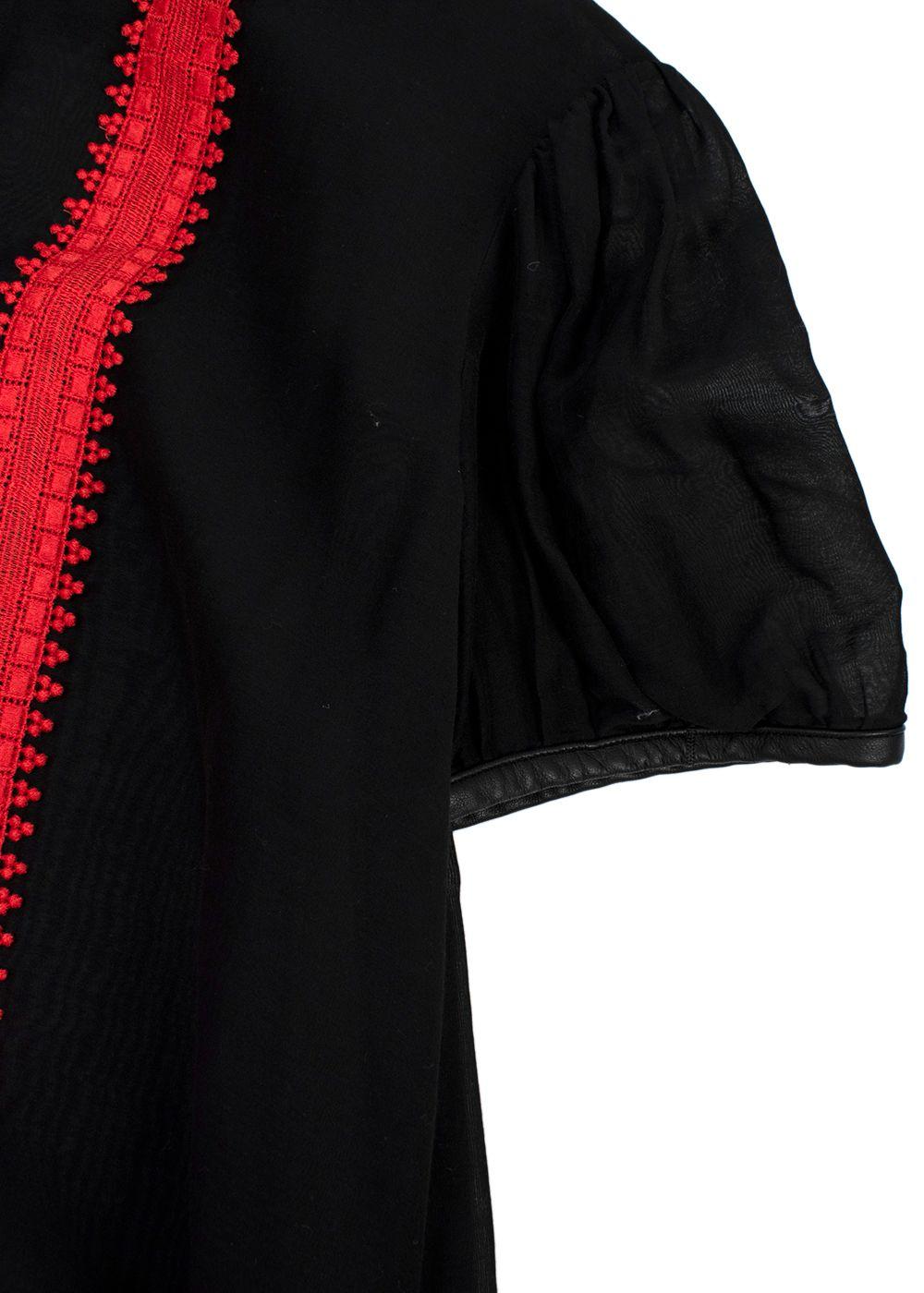 Givenchy Black and Red Cotton & Silk Sheer Blouse