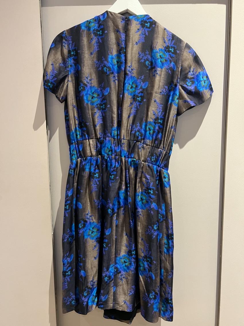 Christopher Kane Blue Floral Silk Zp Front Dress