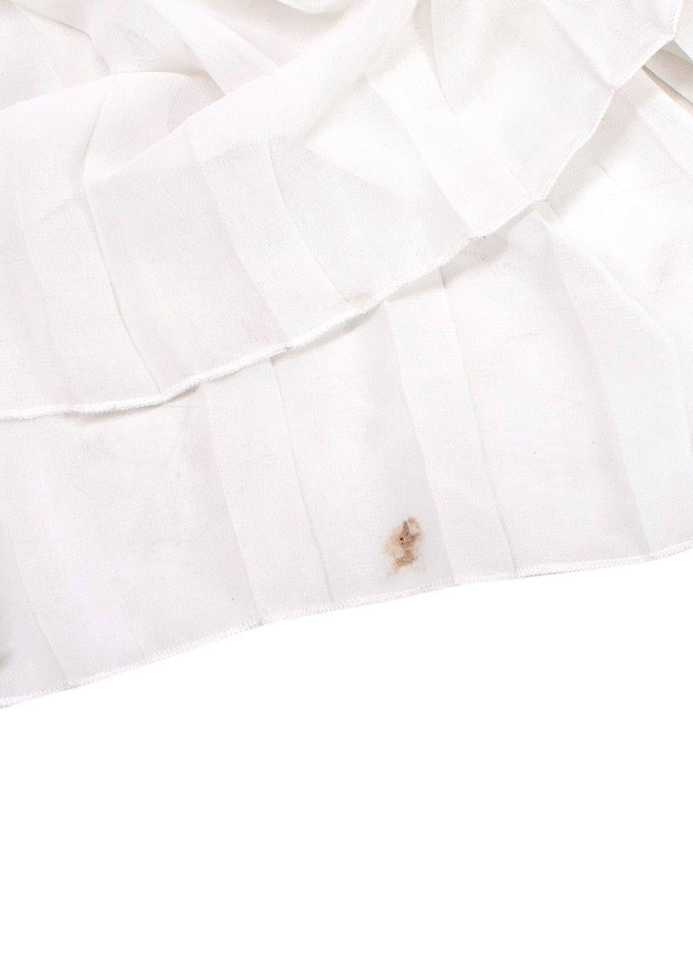 Alessandra Rich White Silk Plisse Dress With Bows
