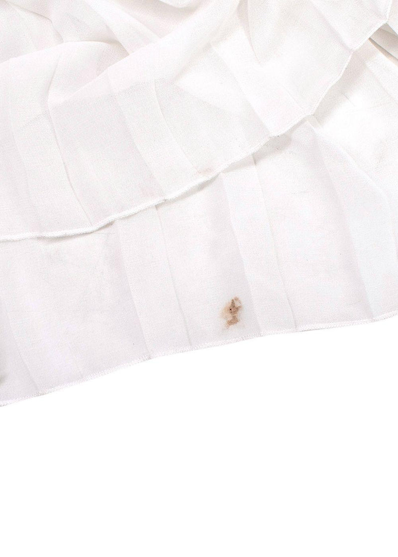 Alessandra Rich White Silk Plisse Dress With Bows