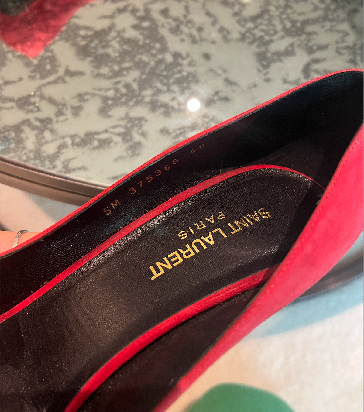 Red Suede Pointed Toe Pumps