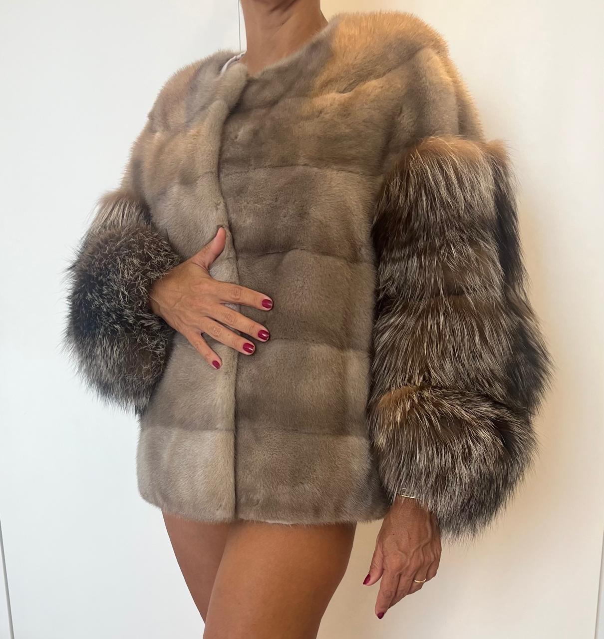 Yves Salomon Grey Mink Jacket/Coat