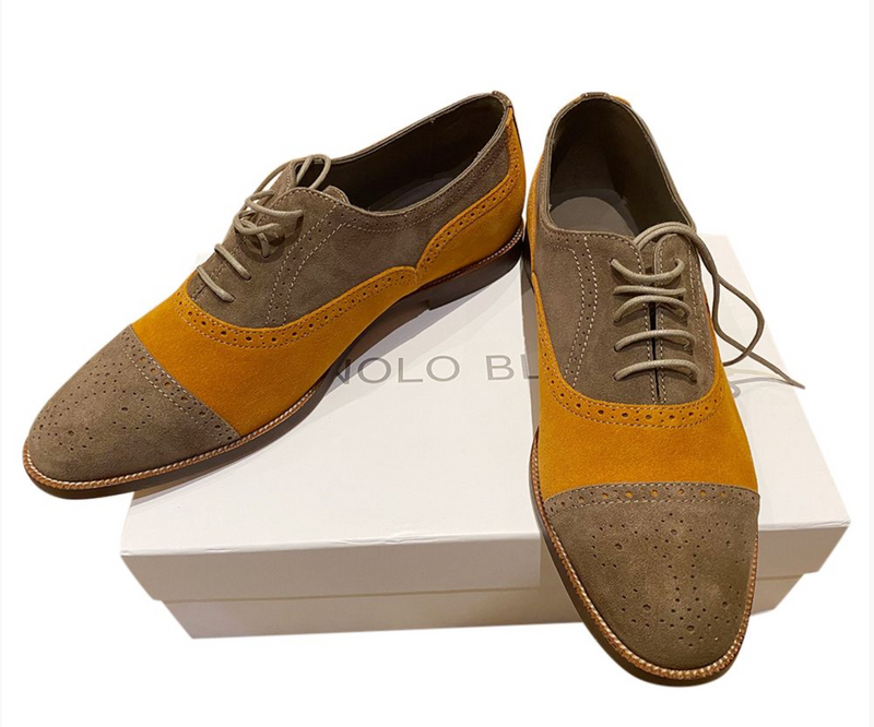 Manolo Blahnik Suede Oxford Brogues