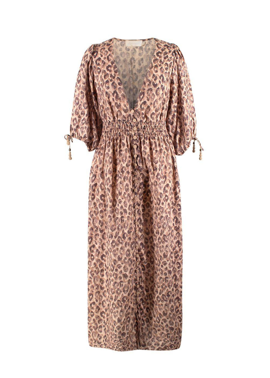 Zimmerman Melody Leopard Print Linen Dress