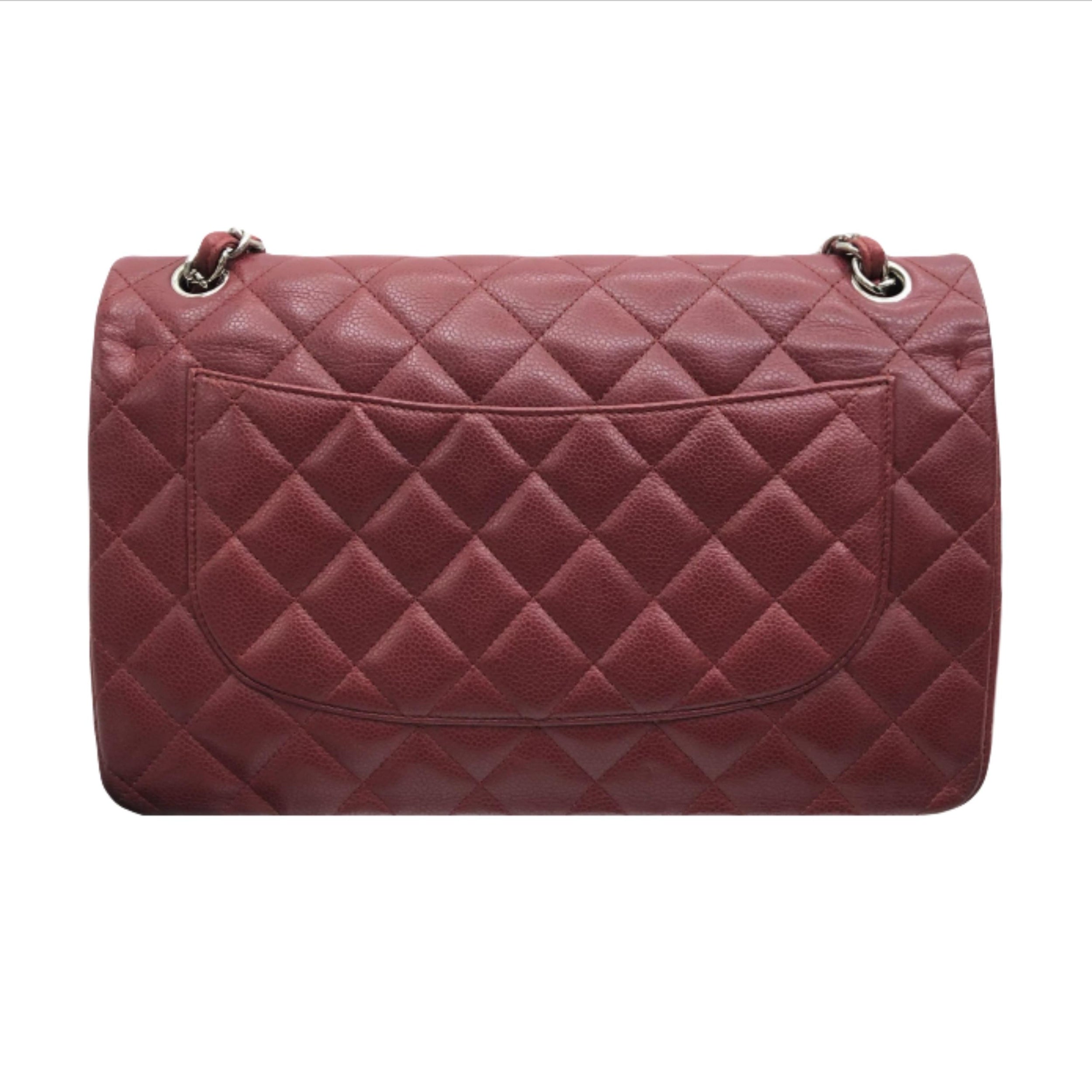 Chanel Burgundy Caviar Leather Jumbo Double Flap Bag