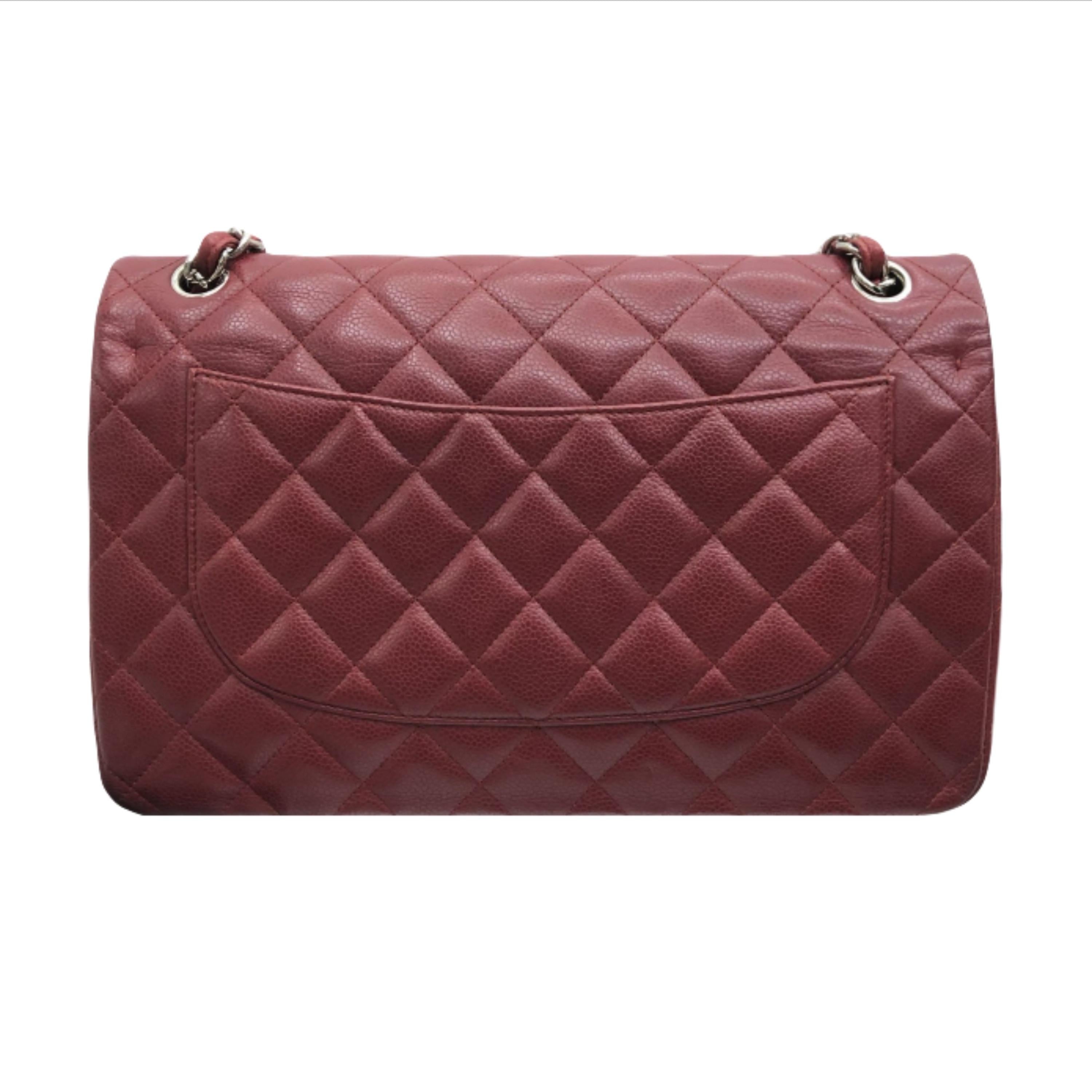 Chanel Burgundy Caviar Leather Jumbo Double Flap Bag