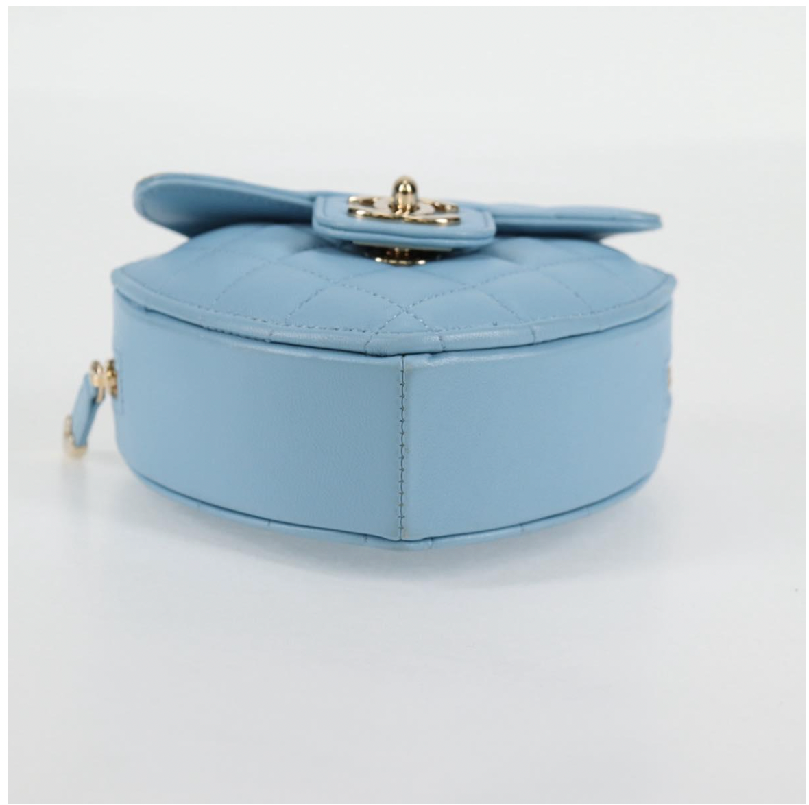 Chanel Pale Blue Quilted Leather Heart Crossbody Bag
