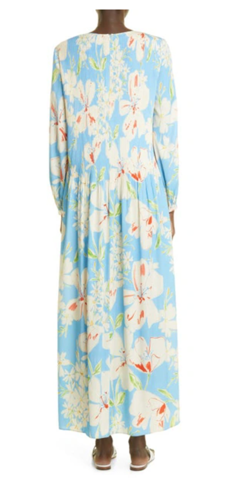 Loro Piana Blue Ailea Floral Silk Maxi Dress