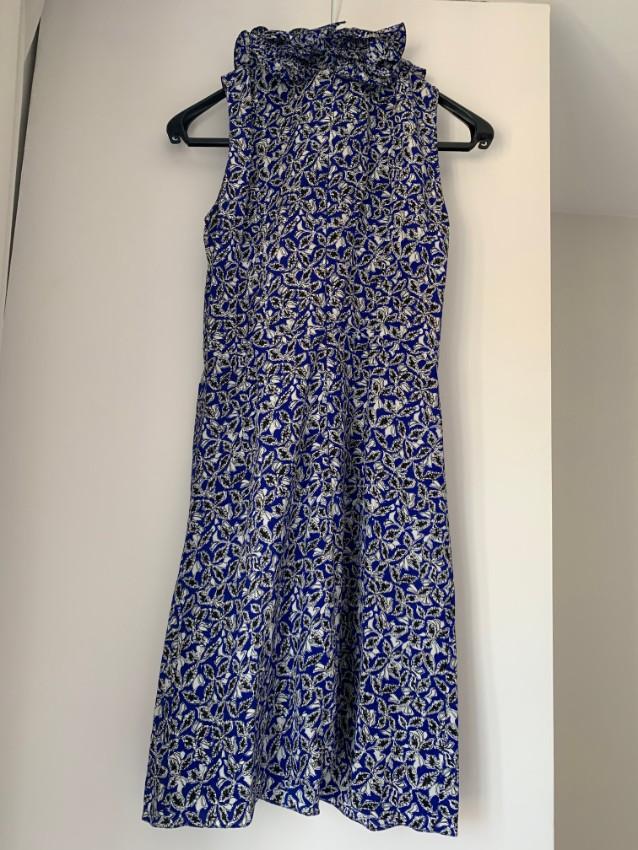 Marni Blue & White Print Ruffled Dress