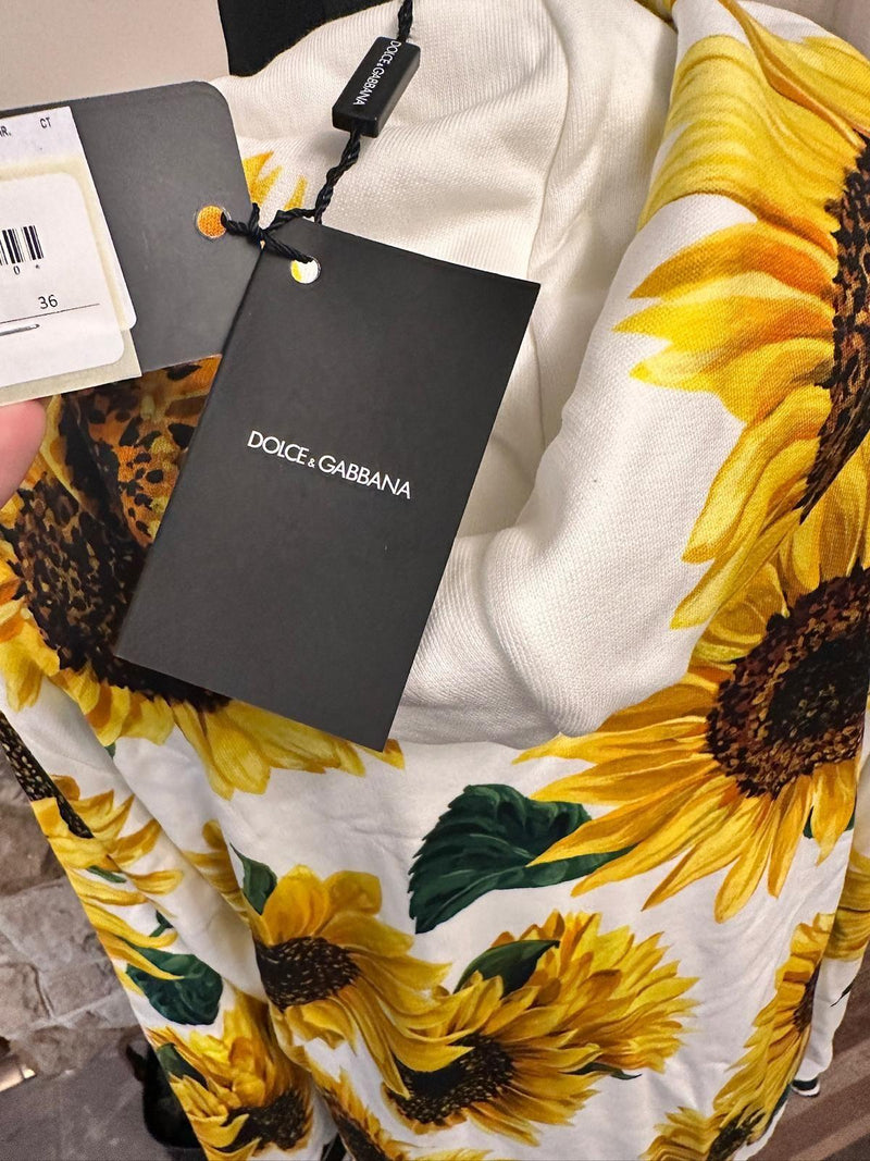 Dolce & Gabbana White Sunflower Hoodie
