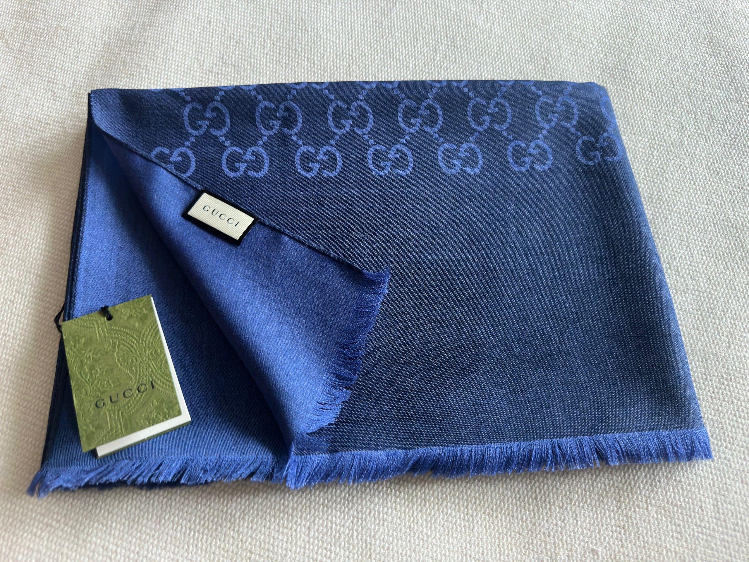 Gucci Cobalt Blue Wool/Silk Blend Scarf