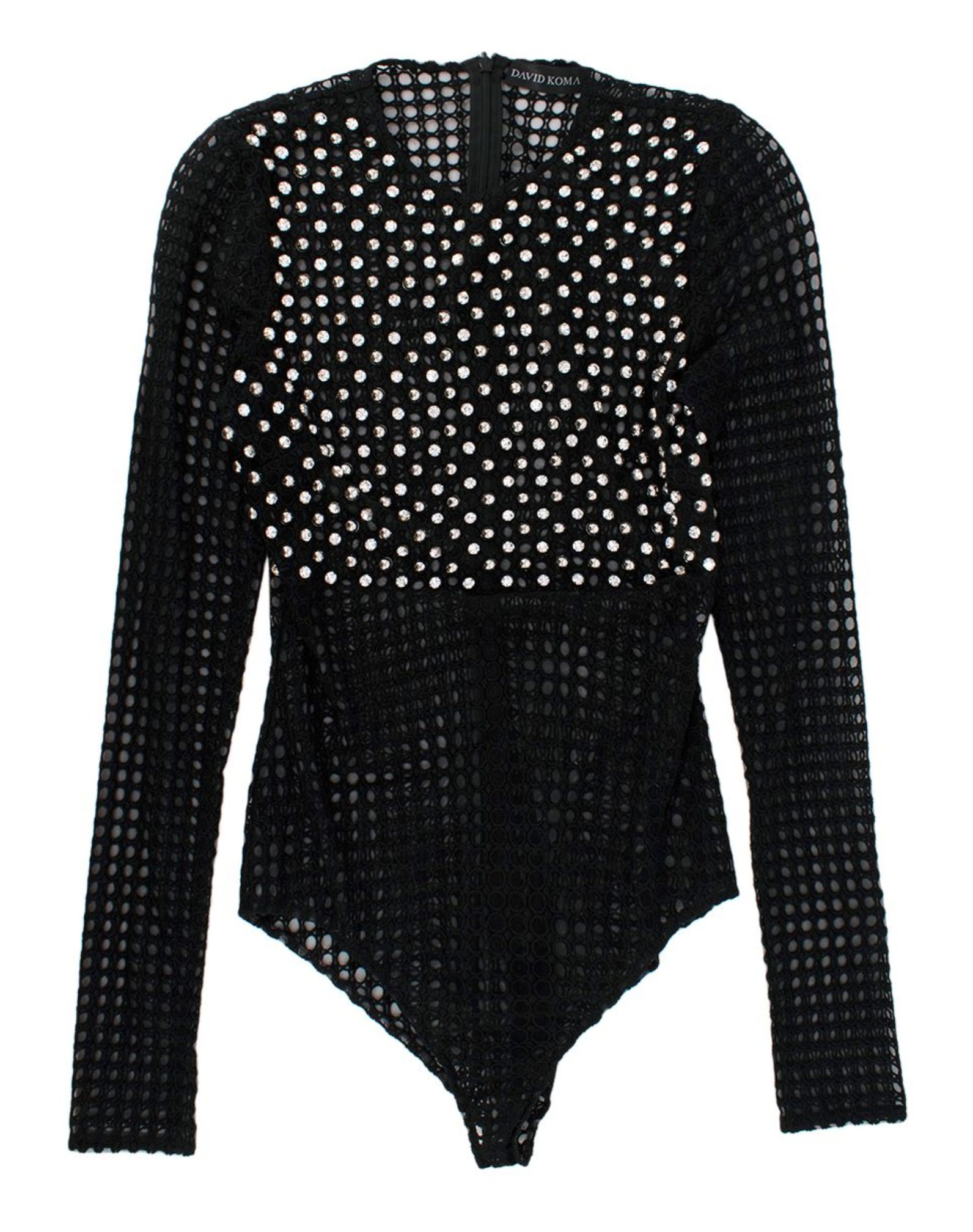 David Koma Black Crystal Embellished Bodysuit