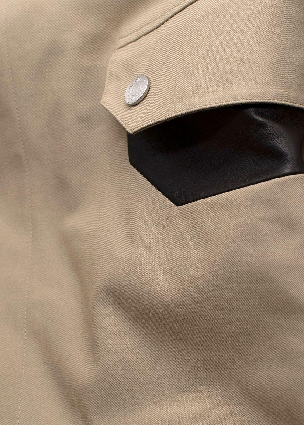 Hermes Neutral Beige Trench Coat with Brown Leather Inserts