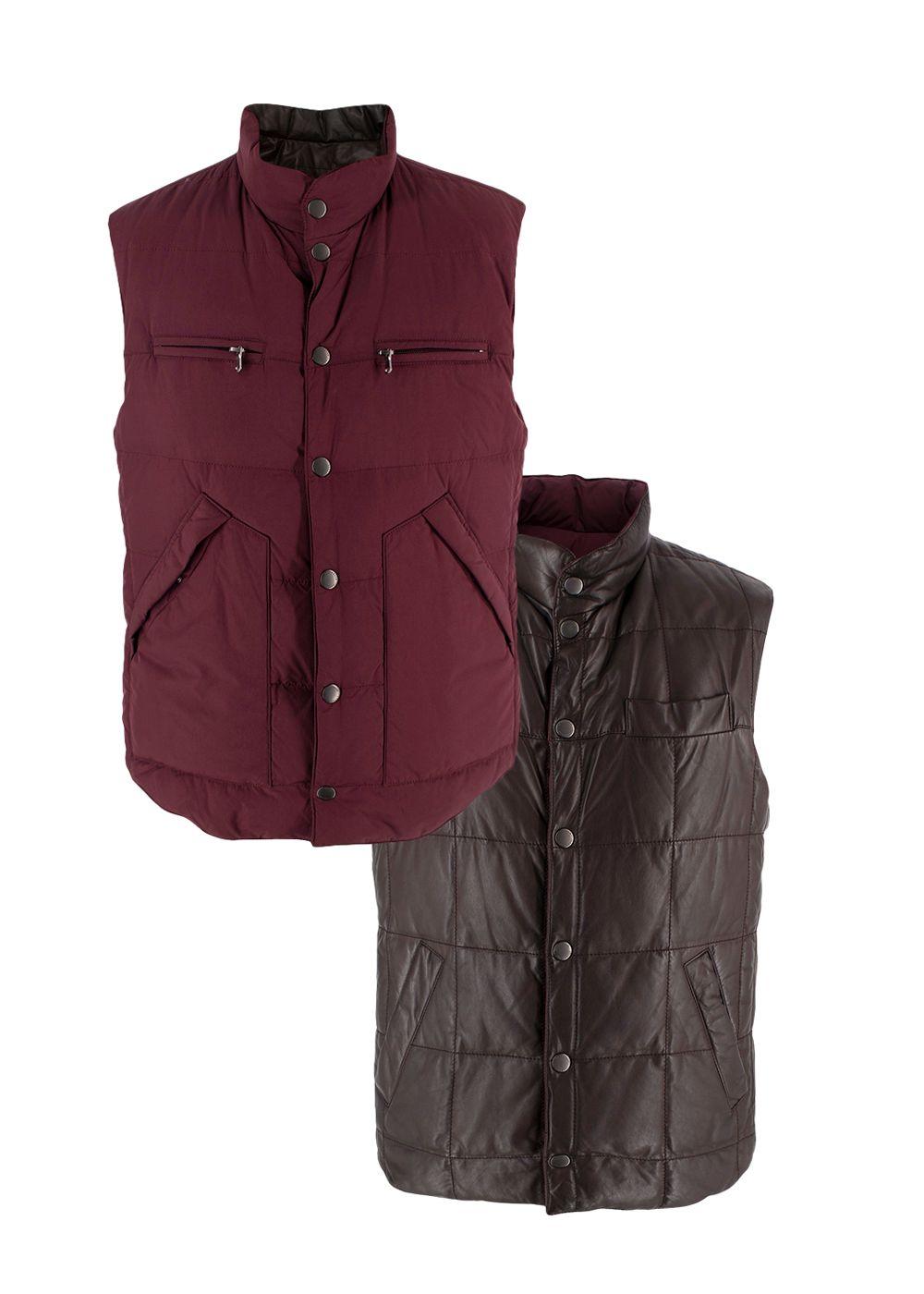 Brunello Cucinelli Brown And Burgundy Reversible Gilet