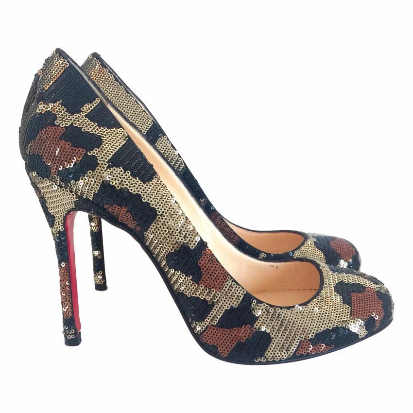 Christian Louboutin Fifi Paillettes Sequin Leopard Heels
