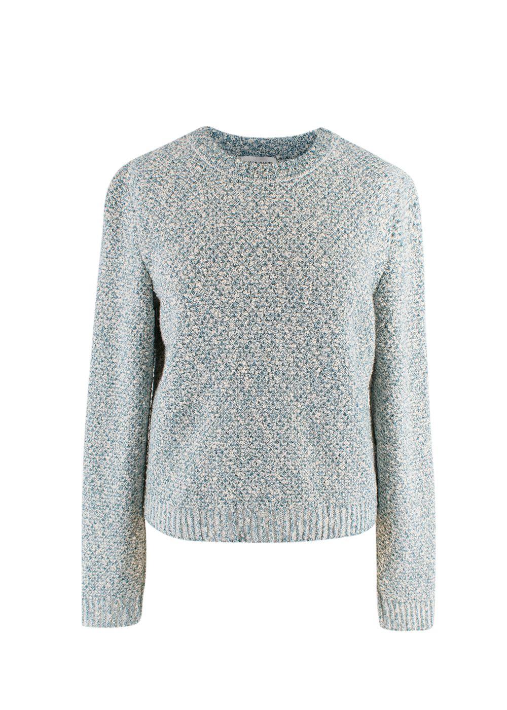 Maison Ullens Blue Tweed Crew Neck Jumper