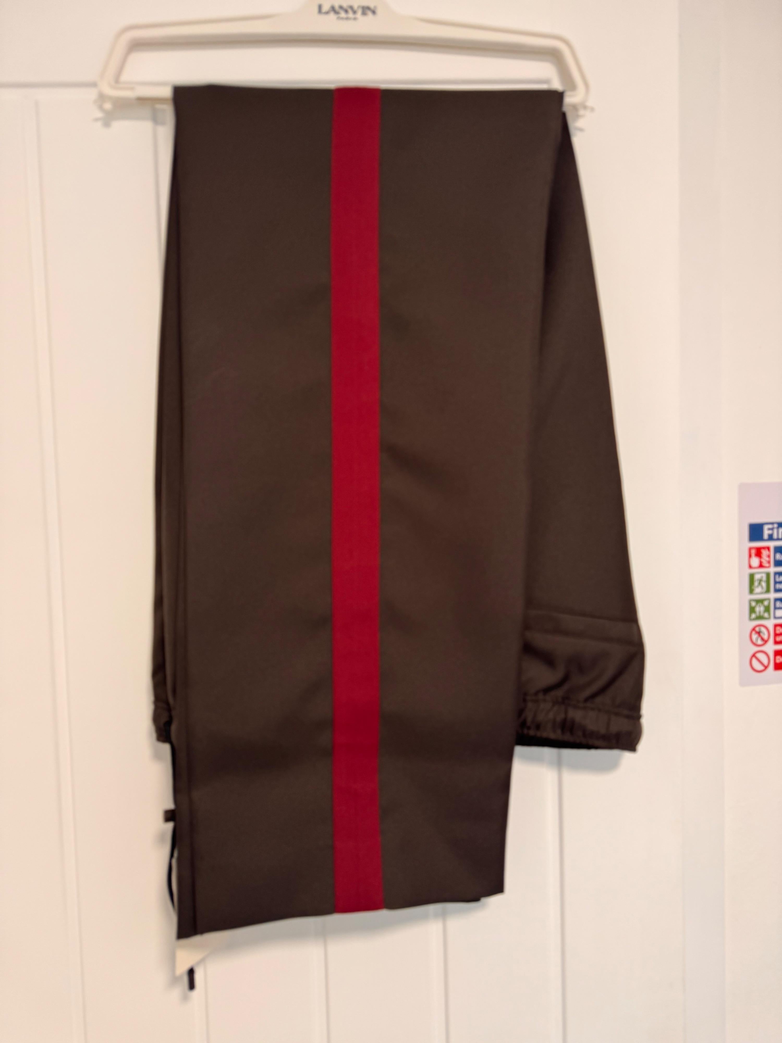 Brown Track Pants with Red Stripes