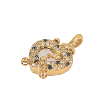 Bespoke Diamond & Sapphire Heart Clock Pendant