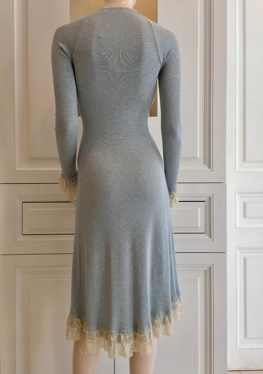 Blumarine Blue Velvet Bows & Cream Leavers Lace Soft Overcoat Cardigan