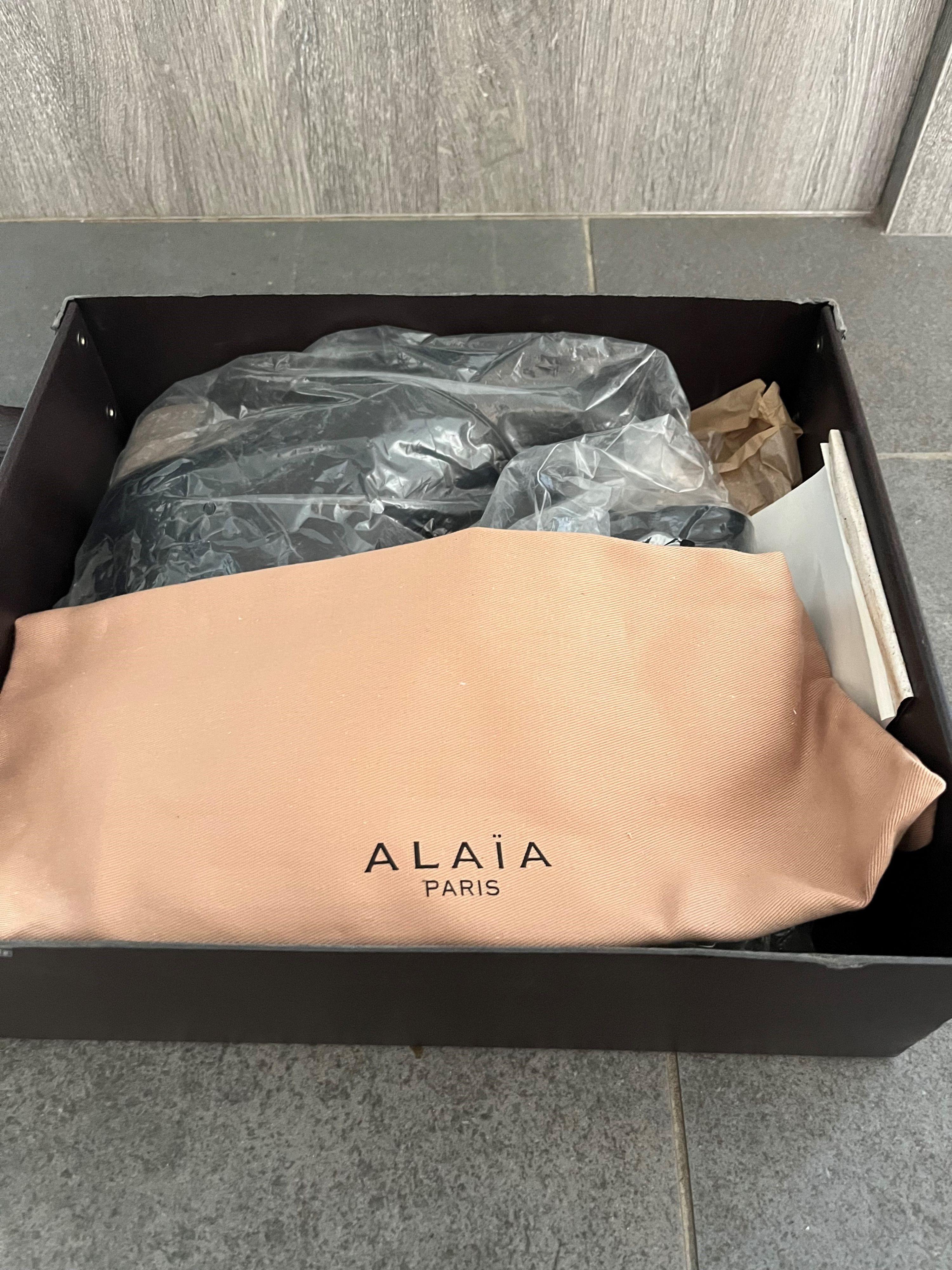 Alaia Black Leather Perspex Heeled Ankle Boots