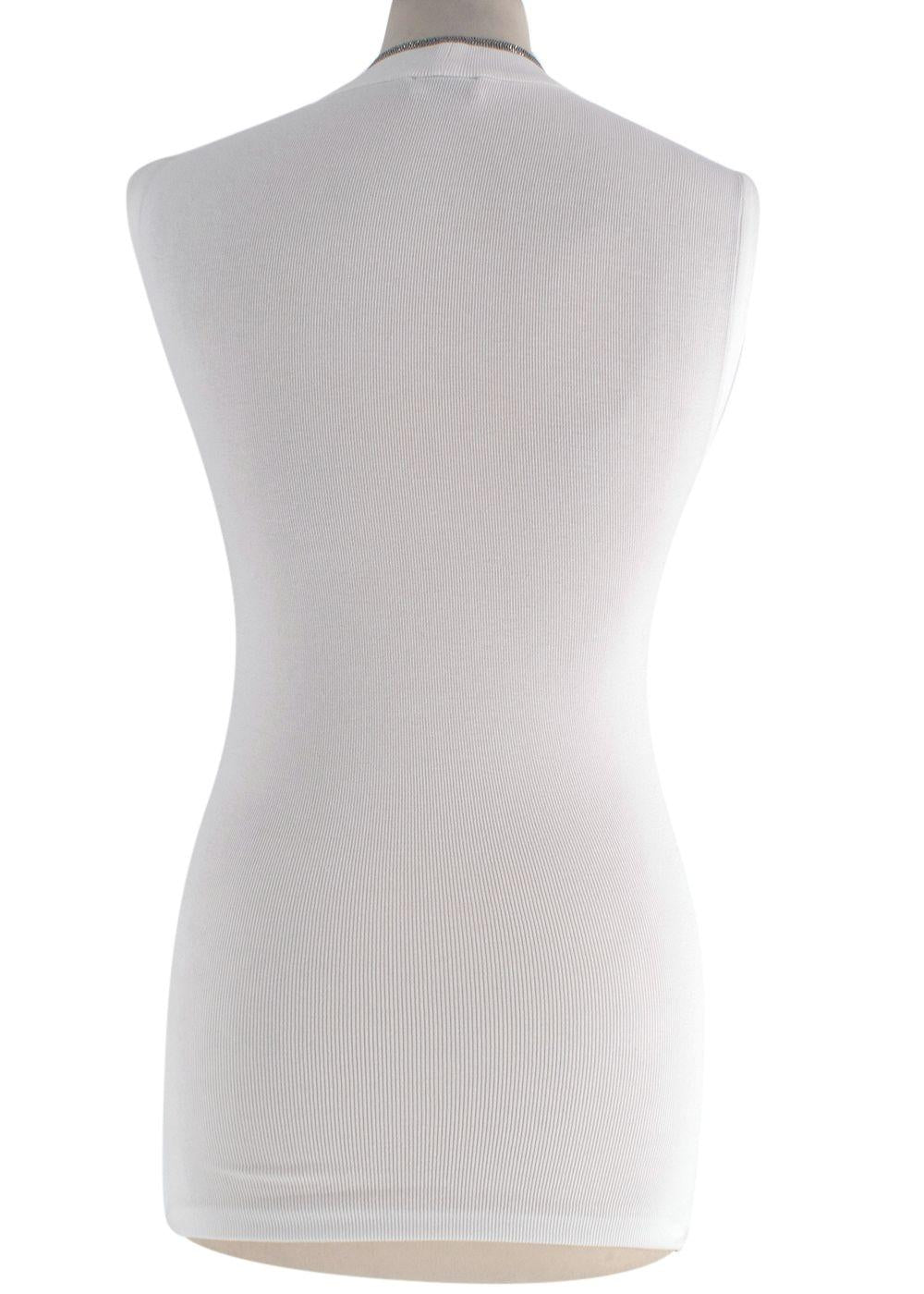 Brunello Cucinelli Soft White V Neck Tank Top