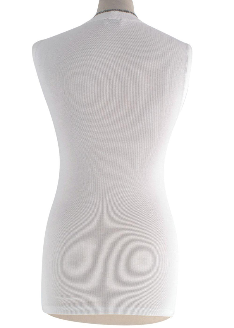 Brunello Cucinelli Soft White V Neck Tank Top