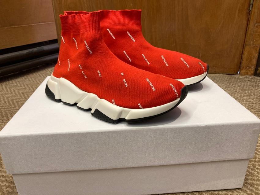 Balenciaga Burnt Orange Monogram Speed Sneakers