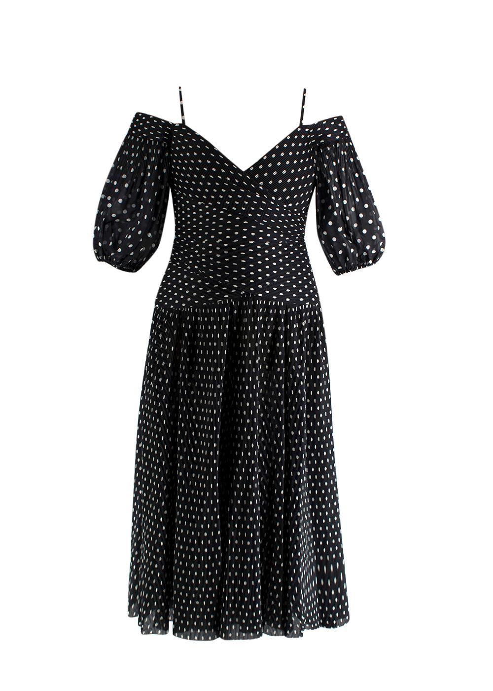 Zimmermann Off The Shoulder Black Polka Dot Midi