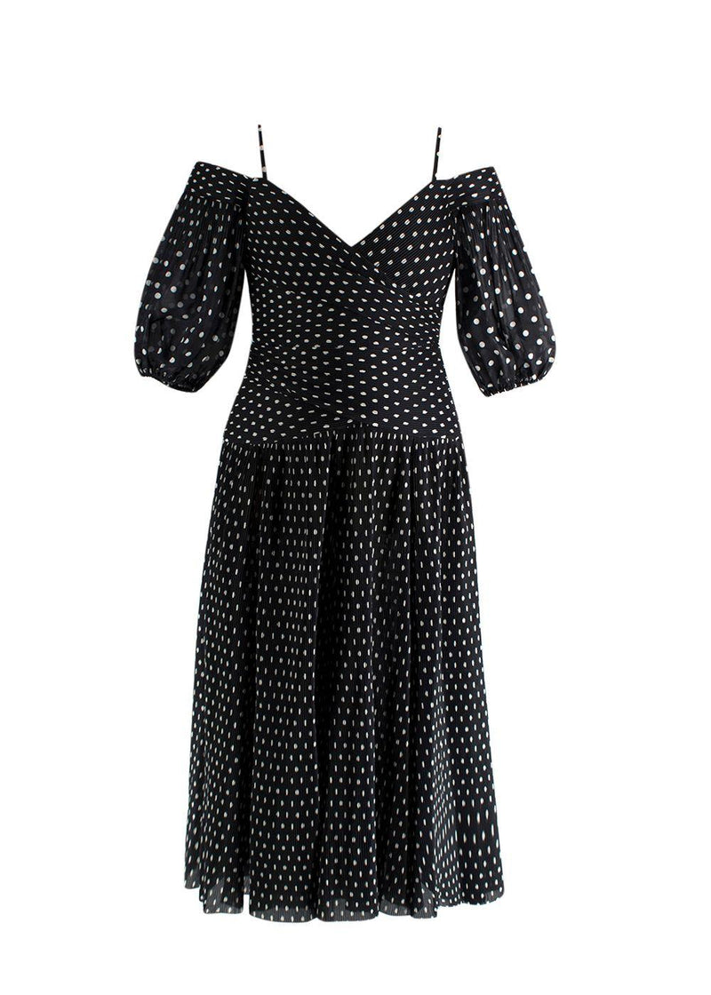 Zimmermann Off The Shoulder Black Polka Dot Midi