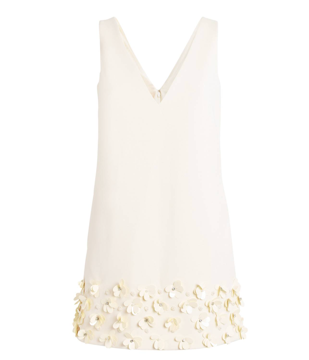 Self Portrait Crystal And Faux-Pearl Embellished Crepe Mini Dress