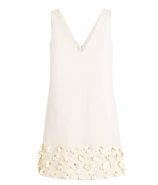 Self Portrait Crystal And Faux-Pearl Embellished Crepe Mini Dress