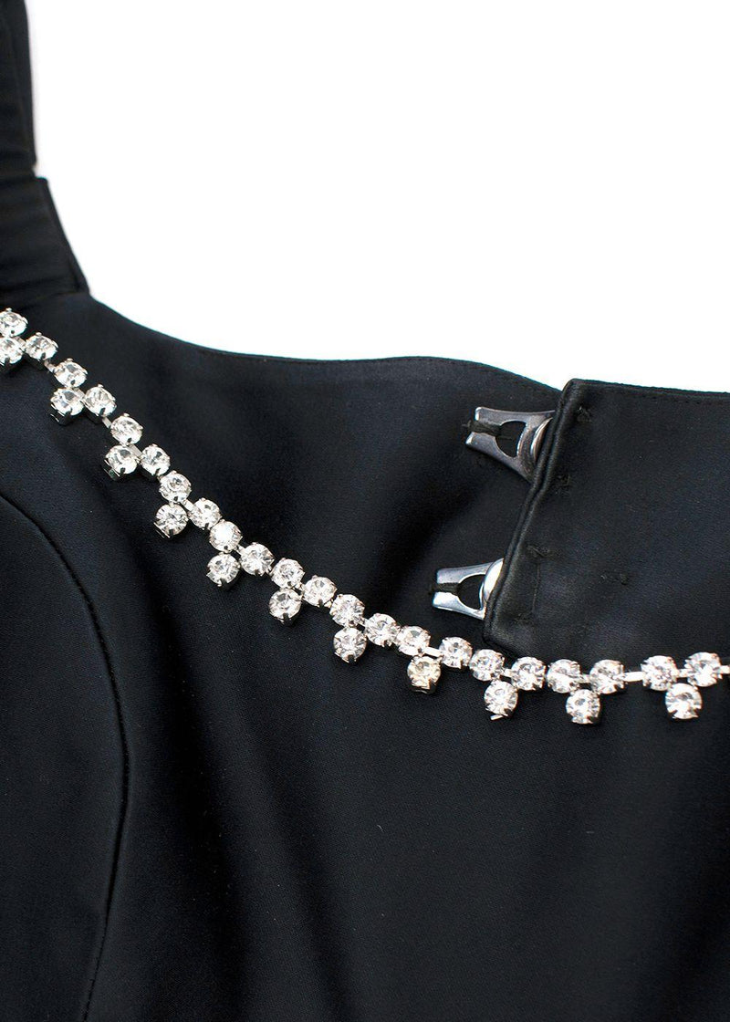 Area Puff-Sleeved Cut-Out Embellished Flared Mini Dress